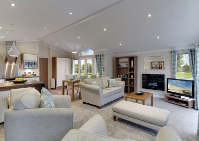 Park home living room with natural light