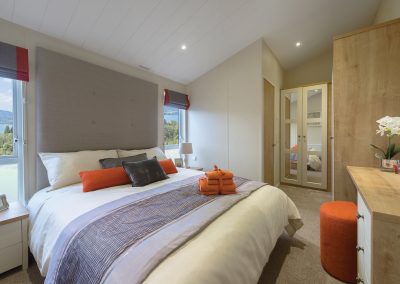 Master bedroom in a spacious park home