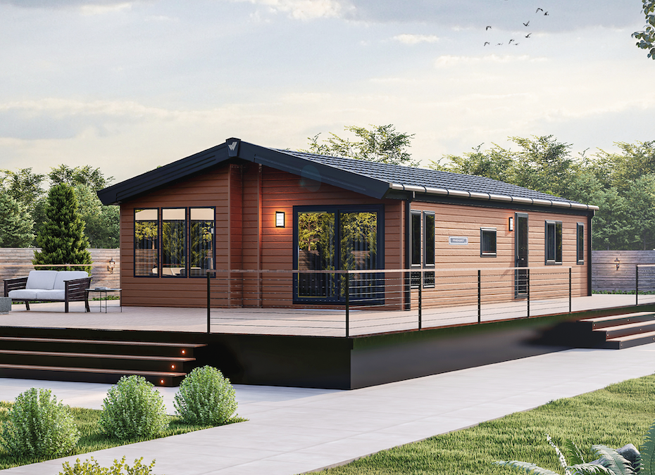 Park home exterior with classic architecture
